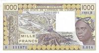 p207Bf from West African States: 1000 Francs from 1986