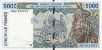 p213Be from West African States: 5000 Francs from 1996