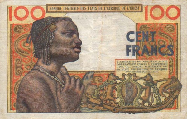 Back of West African States p2a: 100 Francs from 1959