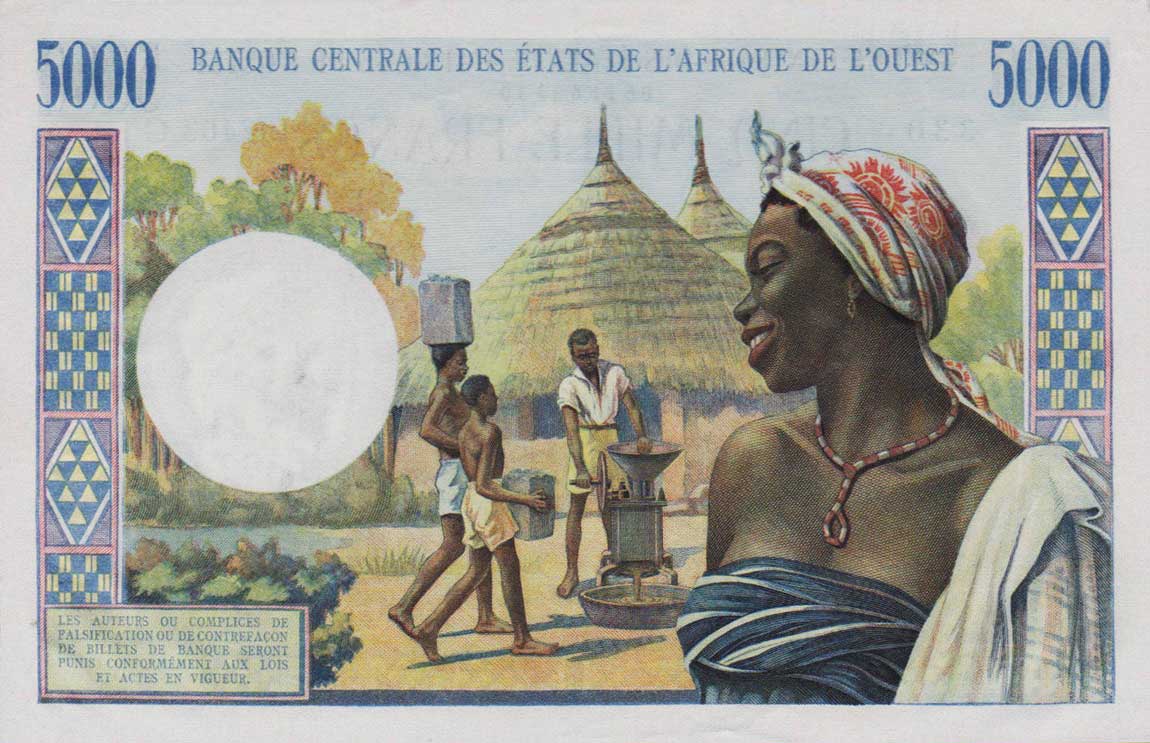 Back of West African States p304Cl: 5000 Francs from 1961