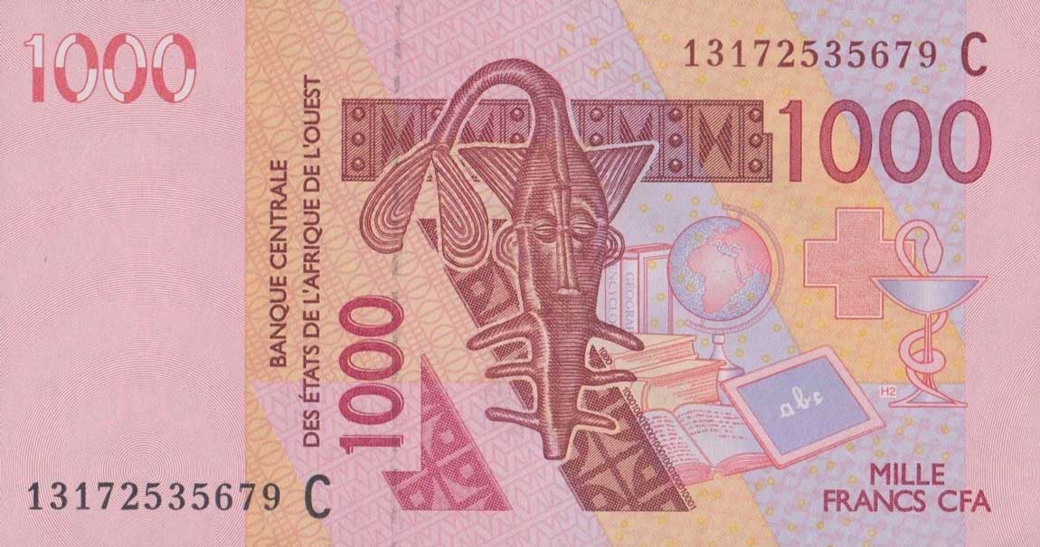 Front of West African States p315Cm: 1000 Francs from 2013