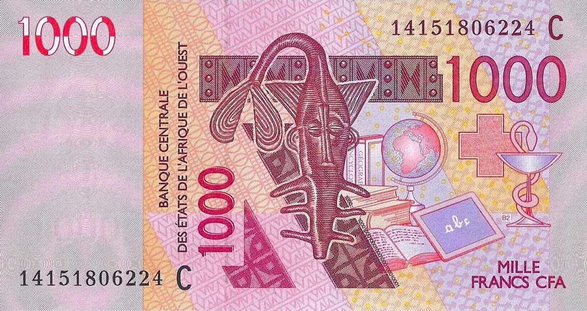 Front of West African States p315Cn: 1000 Francs from 2014