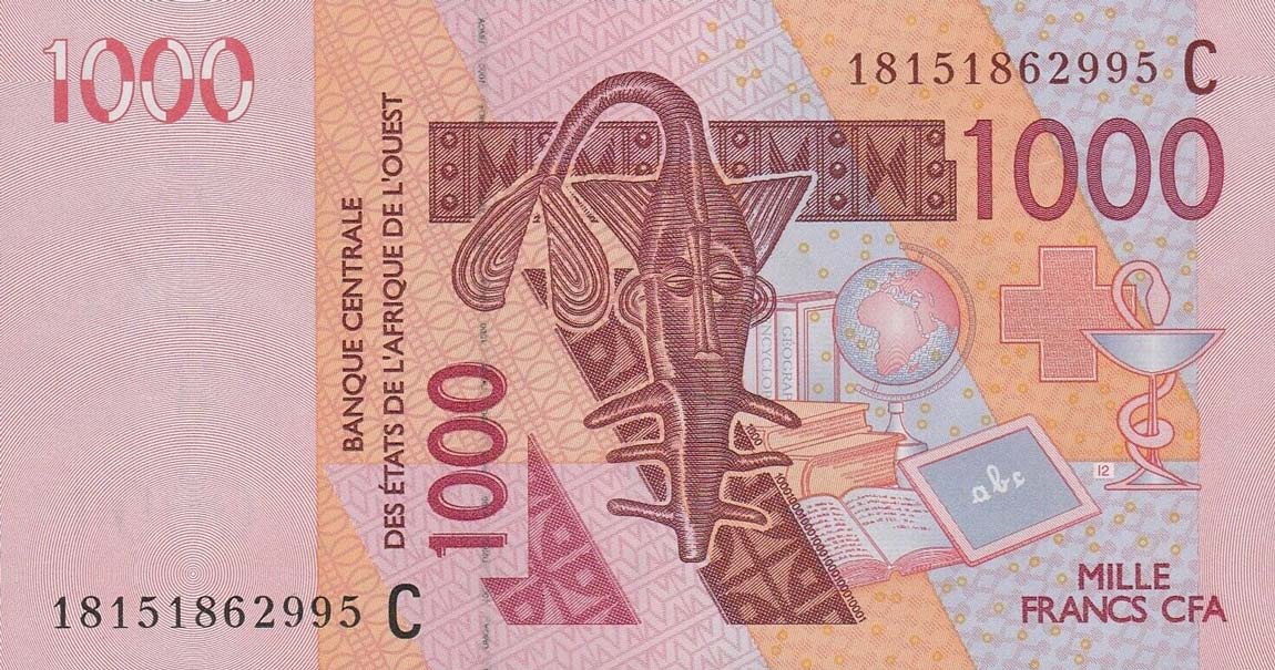 Front of West African States p315Cr: 1000 Francs from 2018