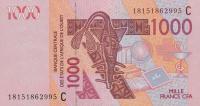 Gallery image for West African States p315Cr: 1000 Francs
