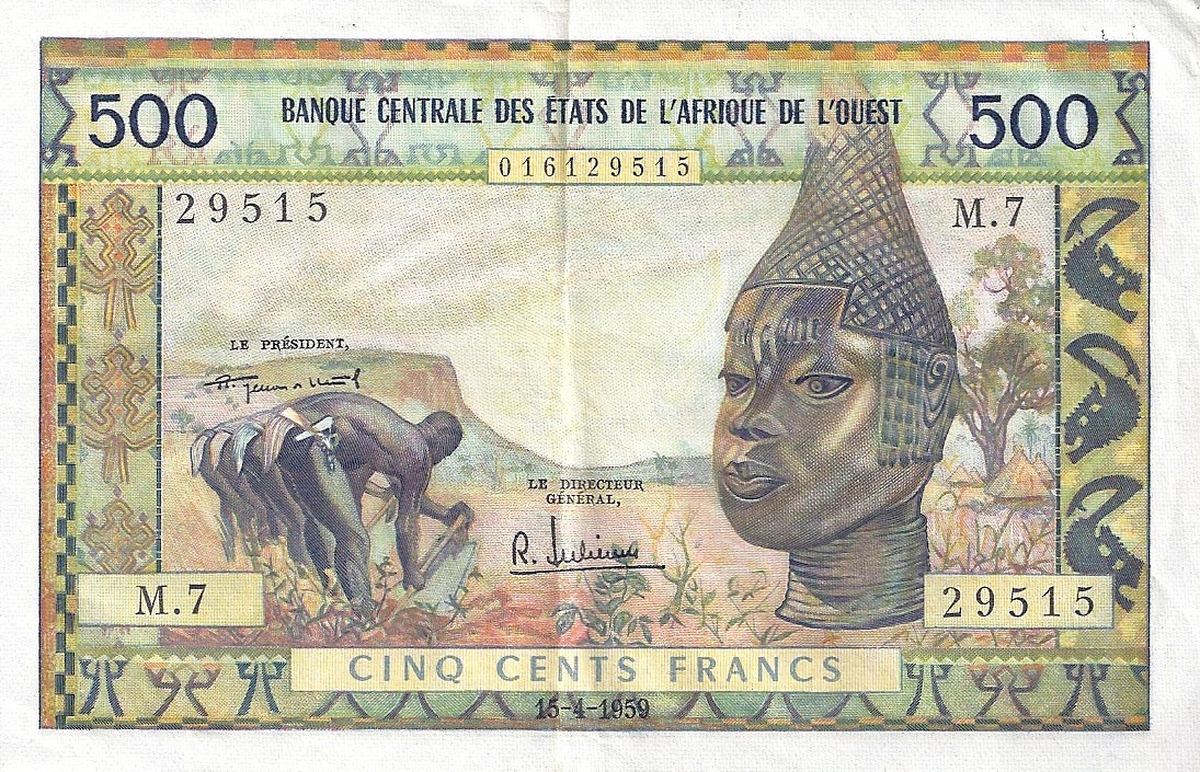 Front of West African States p3a: 500 Francs from 1959