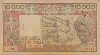 p408Df from West African States: 10000 Francs from 1981