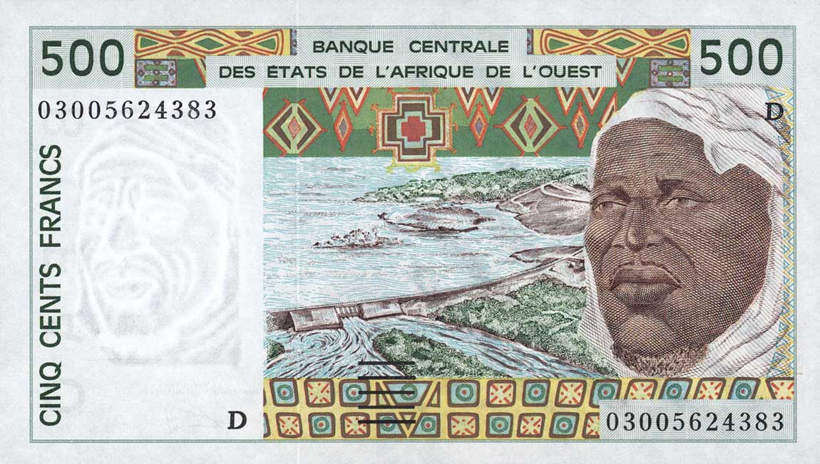 Front of West African States p410Dn: 500 Francs from 2003