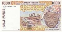 p411Dl from West African States: 1000 Francs from 2002