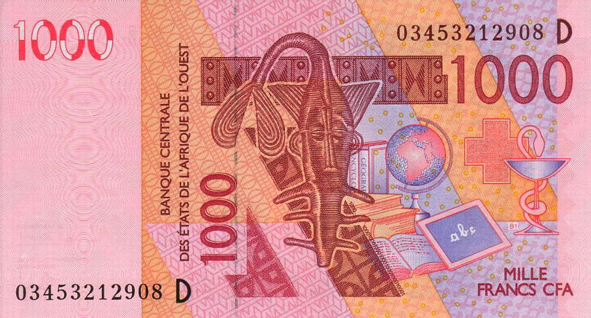 Front of West African States p415Da: 1000 Francs from 2003
