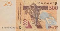 p419Df from West African States: 500 Francs from 2017