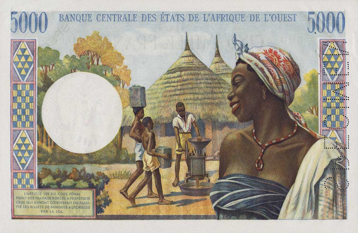 Back of West African States p5s: 5000 Francs from 1959