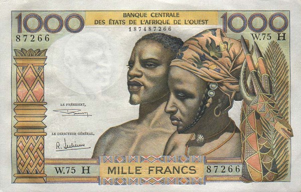 Front of West African States p603Hh: 1000 Francs from 1959