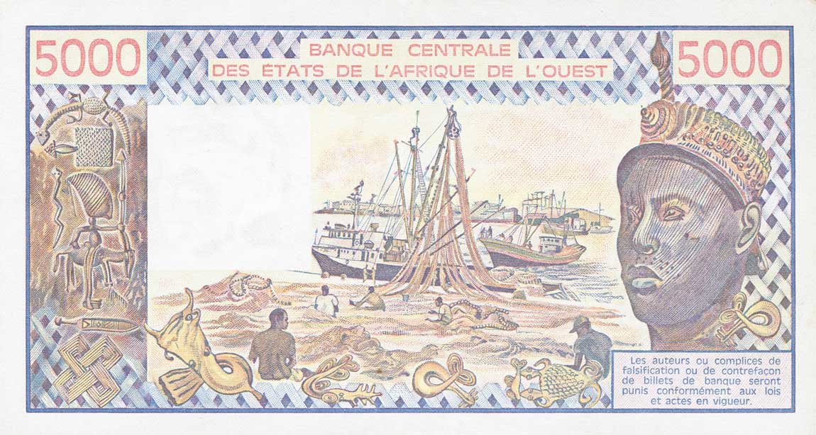 Back of West African States p608Hc: 5000 Francs from 1980