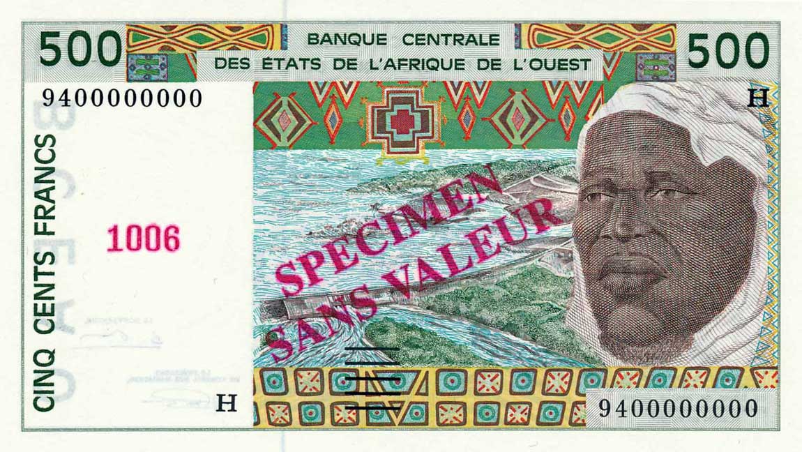 Front of West African States p610Ha: 500 Francs from 1991