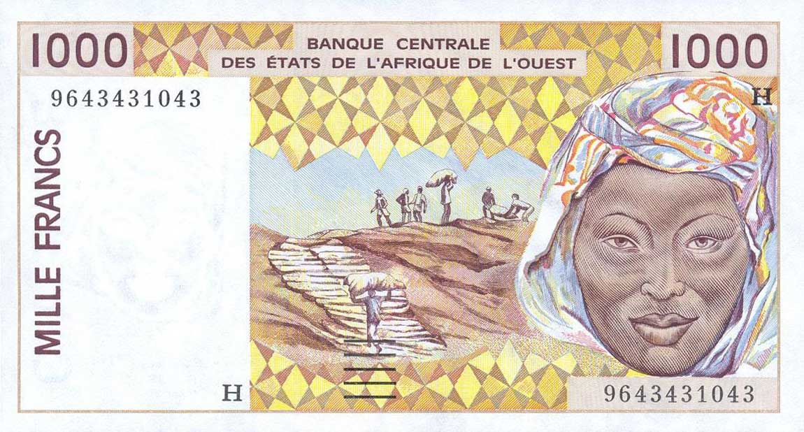 Front of West African States p611Hf: 1000 Francs from 1996