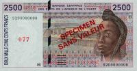 p612Hs from West African States: 2500 Francs from 1992