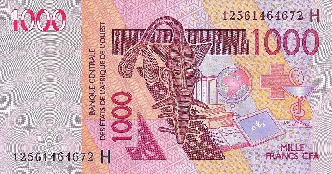 Front of West African States p615Hl: 1000 Francs from 2012