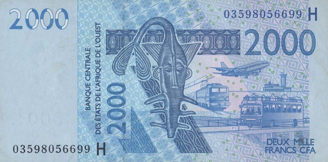 Front of West African States p616Ha: 2000 Francs from 2003