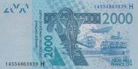 Gallery image for West African States p616Hn: 2000 Francs