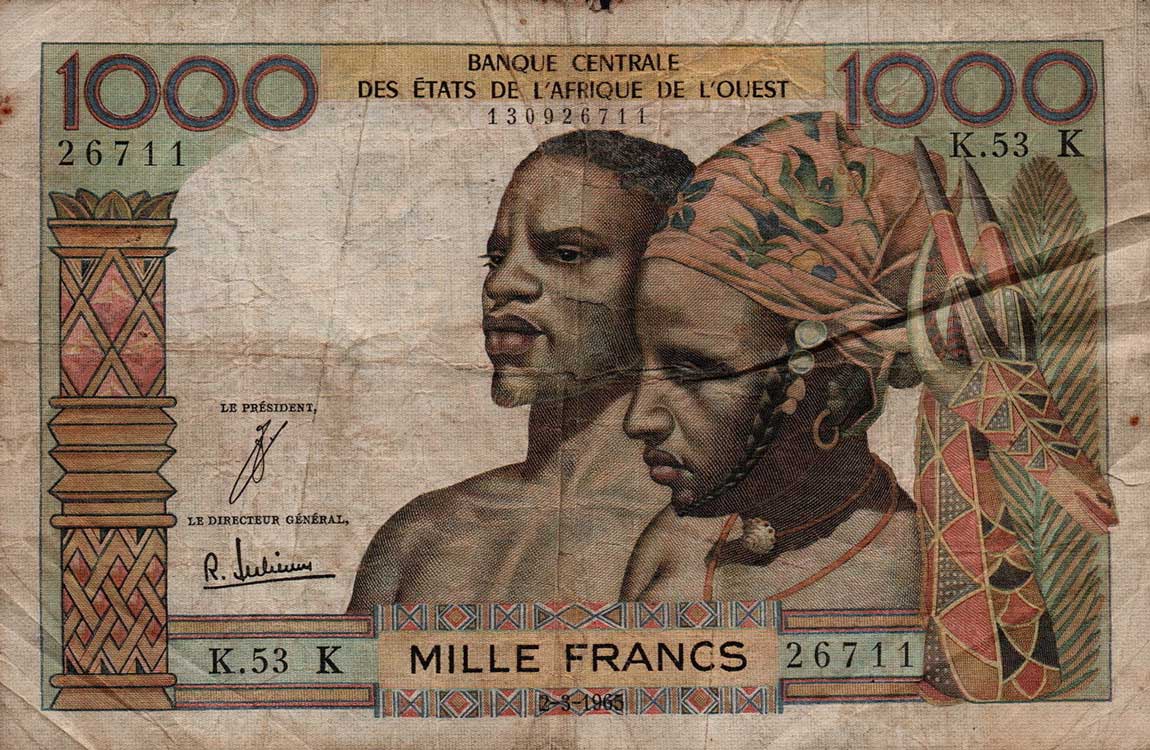 Front of West African States p703Ke: 1000 Francs from 1959