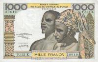 Gallery image for West African States p703Kl: 1000 Francs