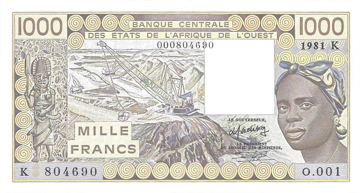 Front of West African States p707Kb: 1000 Francs from 1981
