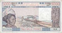 p708Kk from West African States: 5000 Francs from 1986