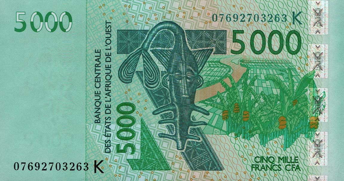 Front of West African States p717Ke: 5000 Francs from 2007