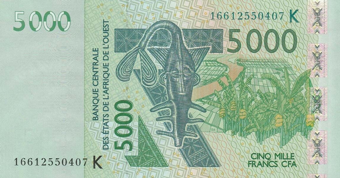 Front of West African States p717Kp: 5000 Francs from 2016