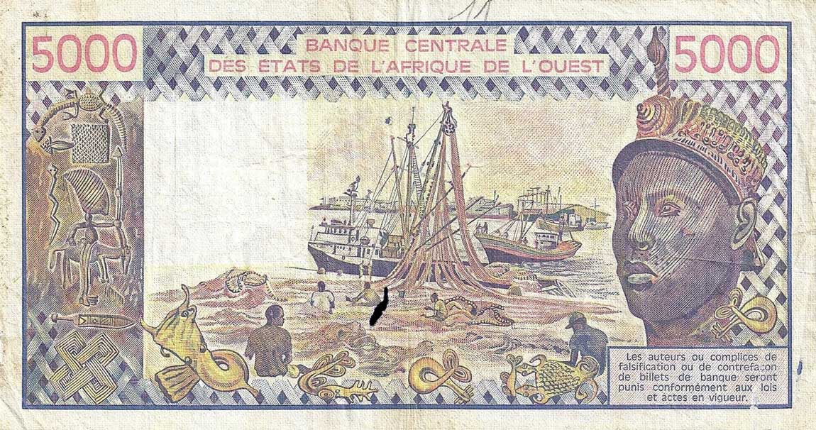 Back of West African States p808Tb: 5000 Francs from 1979