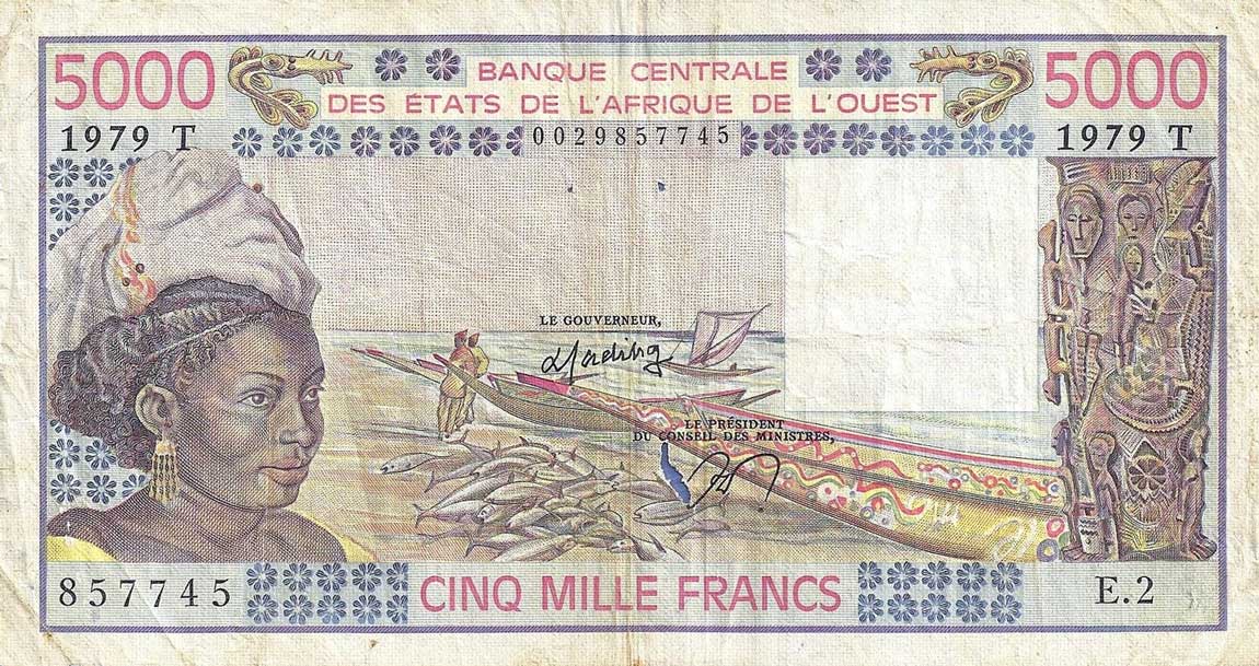 Front of West African States p808Tb: 5000 Francs from 1979