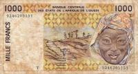p811Tb from West African States: 1000 Francs from 1992