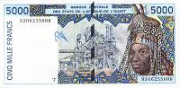 p813Tb from West African States: 5000 Francs from 1993