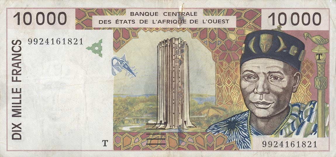 Front of West African States p814Th: 10000 Francs from 1999