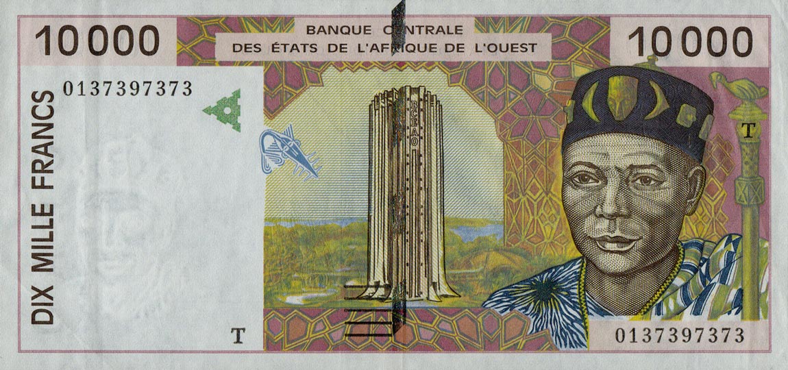 Front of West African States p814Tj: 10000 Francs from 2001