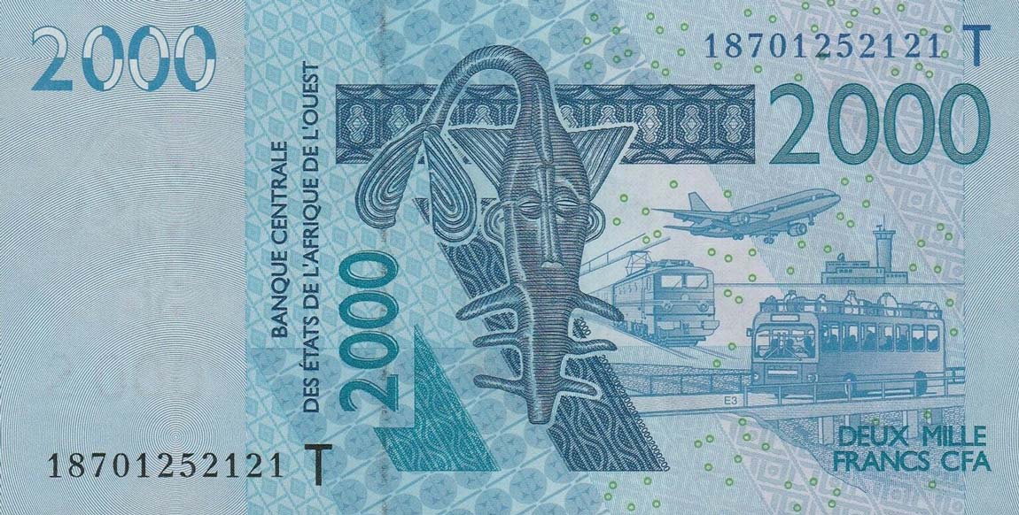 Front of West African States p816Tr: 2000 Francs from 2018