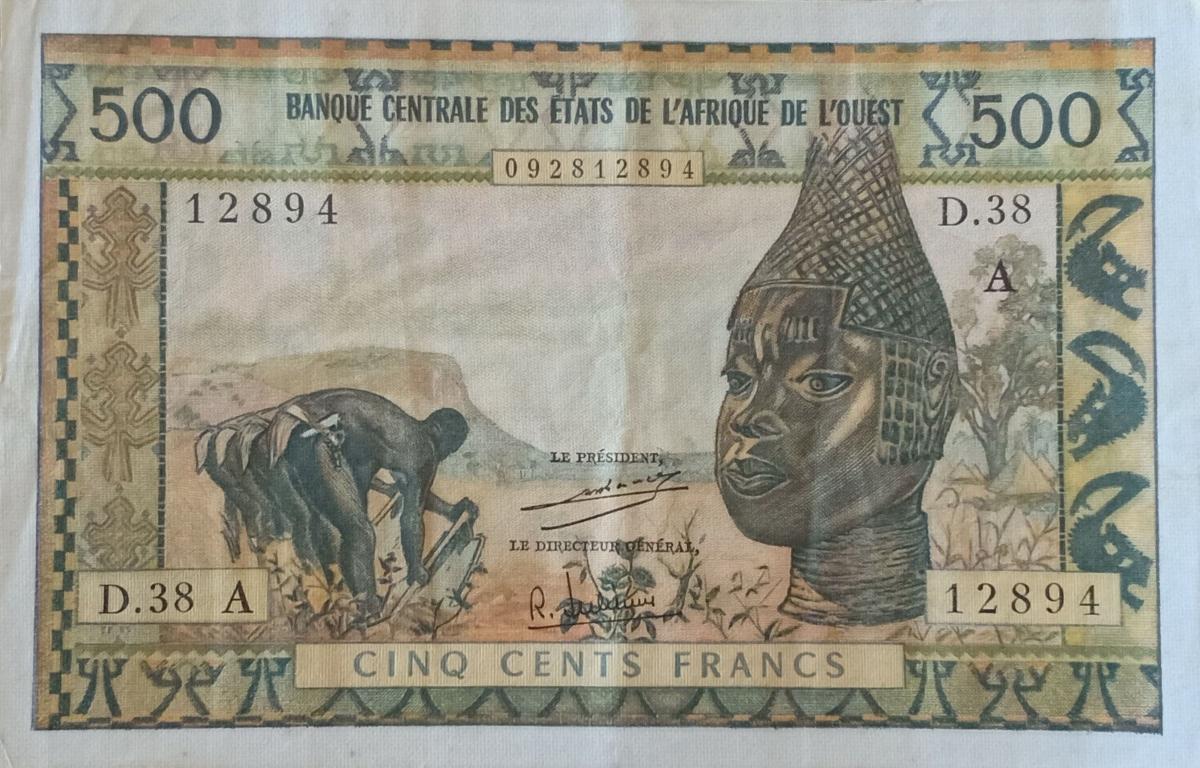 Front of West African States p102Ah: 500 Francs from 1959