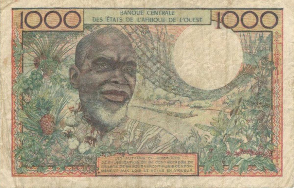 Back of West African States p103Aa: 1000 Francs from 1959