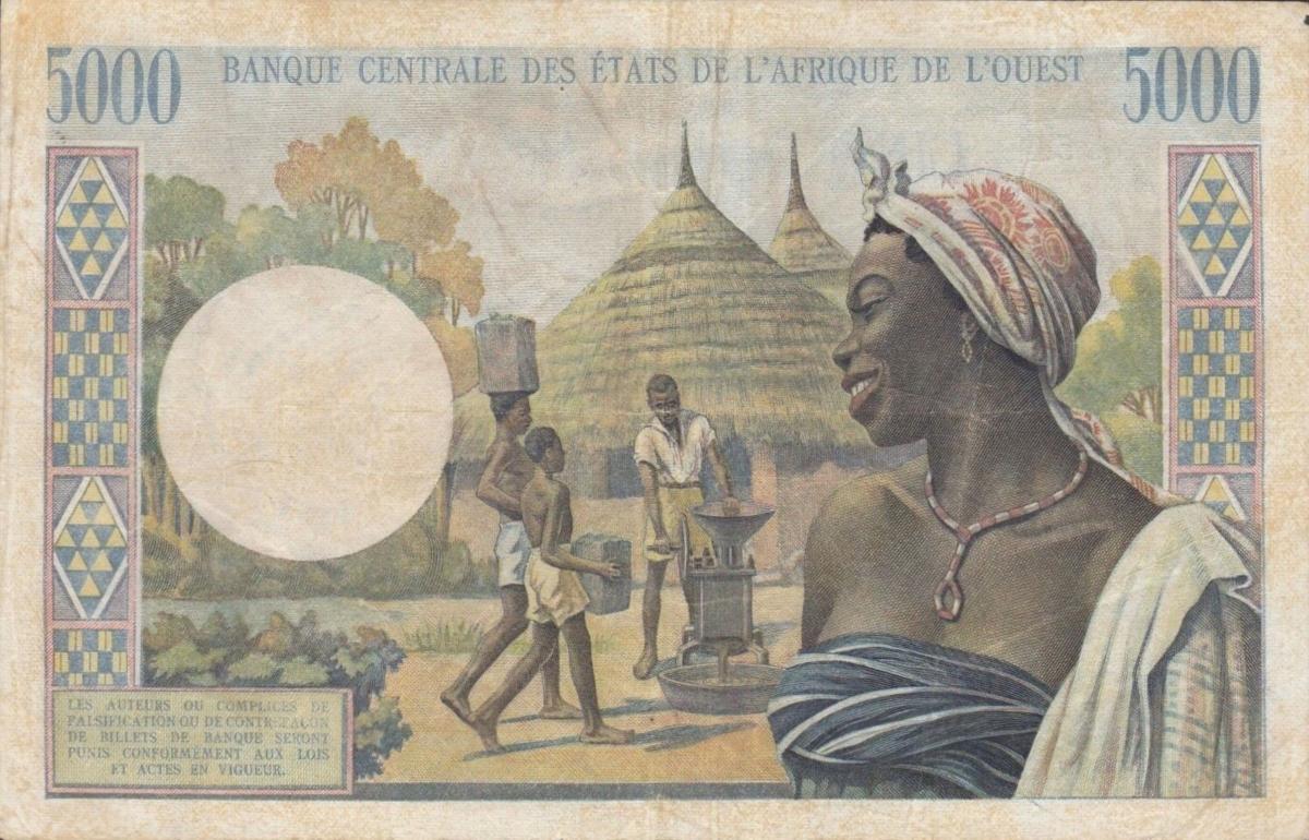 Back of West African States p104Aa: 5000 Francs from 1961