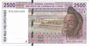 p112Ab from West African States: 2500 Francs from 1993