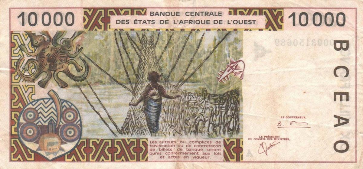Back of West African States p114Ai: 10000 Francs from 2000