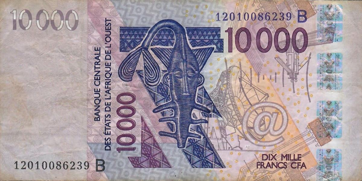 Front of West African States p218Bl: 10000 Francs from 2012