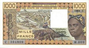 p307Cd from West African States: 1000 Francs from 1984