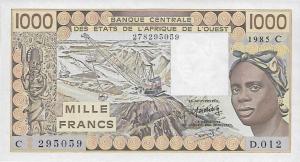 p307Cf from West African States: 1000 Francs from 1985