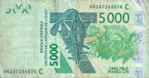Gallery image for West African States p317Cd: 5000 Francs