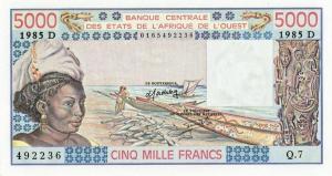 p407Df from West African States: 5000 Francs from 1985