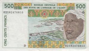 p410Dm from West African States: 500 Francs from 2002
