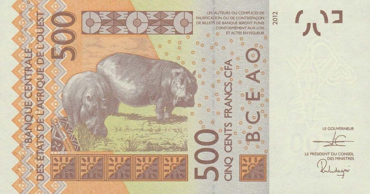 Back of West African States p719Kh: 500 Francs from 2019