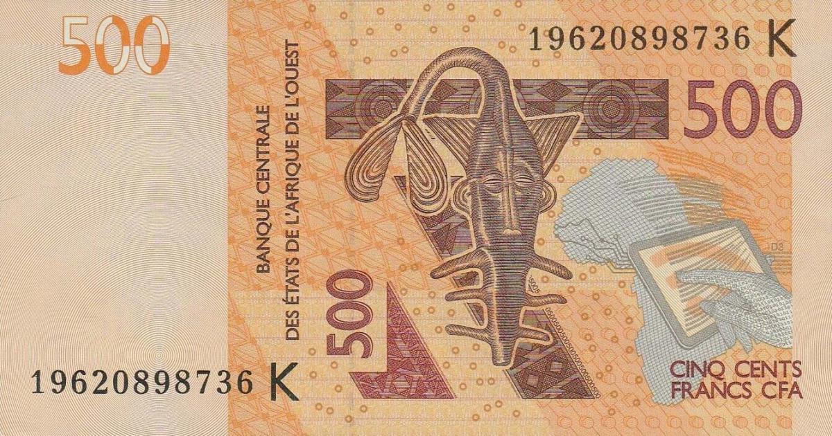 Front of West African States p719Kh: 500 Francs from 2019