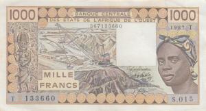 p807Th from West African States: 1000 Francs from 1987